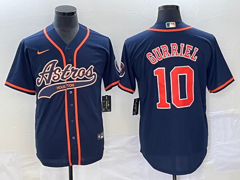 Men's Houston Astros Yuli Gurriel #10 Navy Jersey Joint Edition